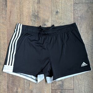 Adidas Black Shorts with White Stripes